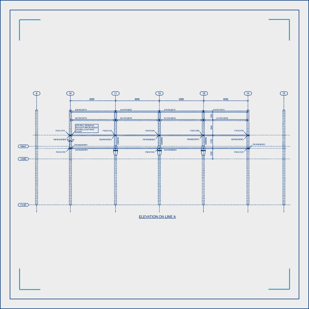 Steelwork layout drawing