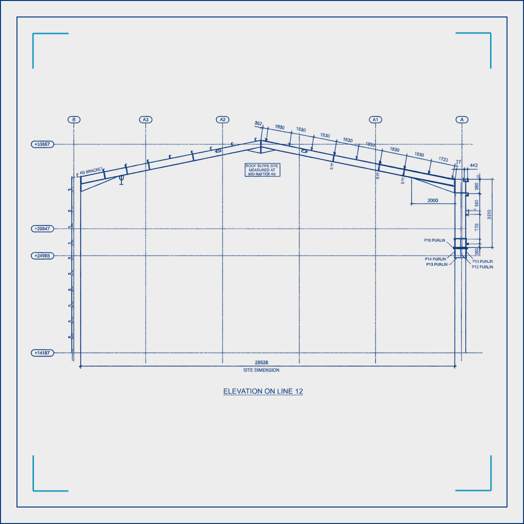 Structural steelwork elevation detail